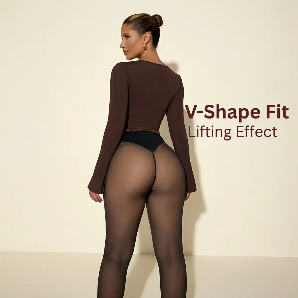 Dress Like Us Fleece Lined Sheer Stockings – High Waist Tummy Control Fit