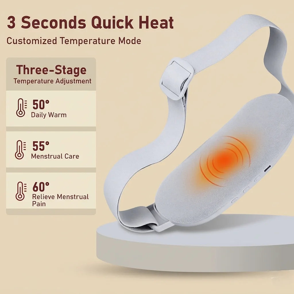 DLU Period Pain Relief Belt – Heat & Vibration Massager for Cramps
