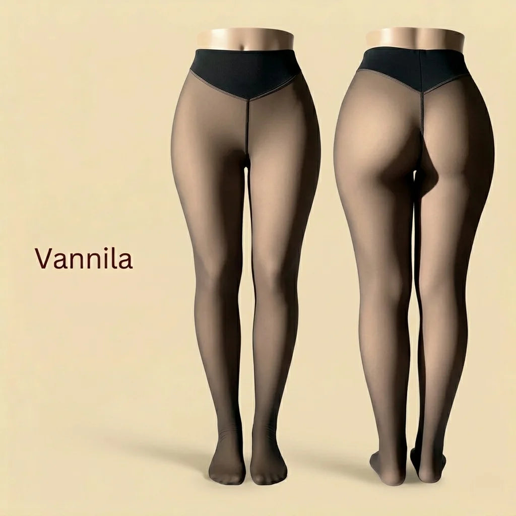 Dress Like Us Fleece Lined Sheer Stockings – High Waist Tummy Control Fit