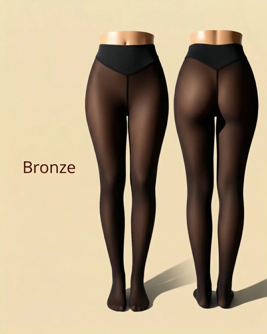 Dress Like Us Fleece Lined Sheer Stockings – High Waist Tummy Control Fit
