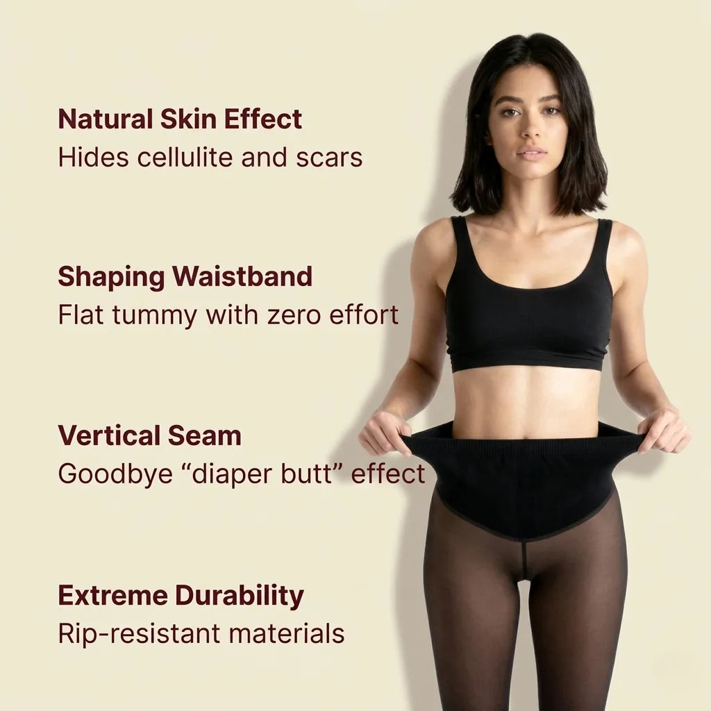 Dress Like Us Fleece Lined Sheer Stockings – High Waist Tummy Control Fit