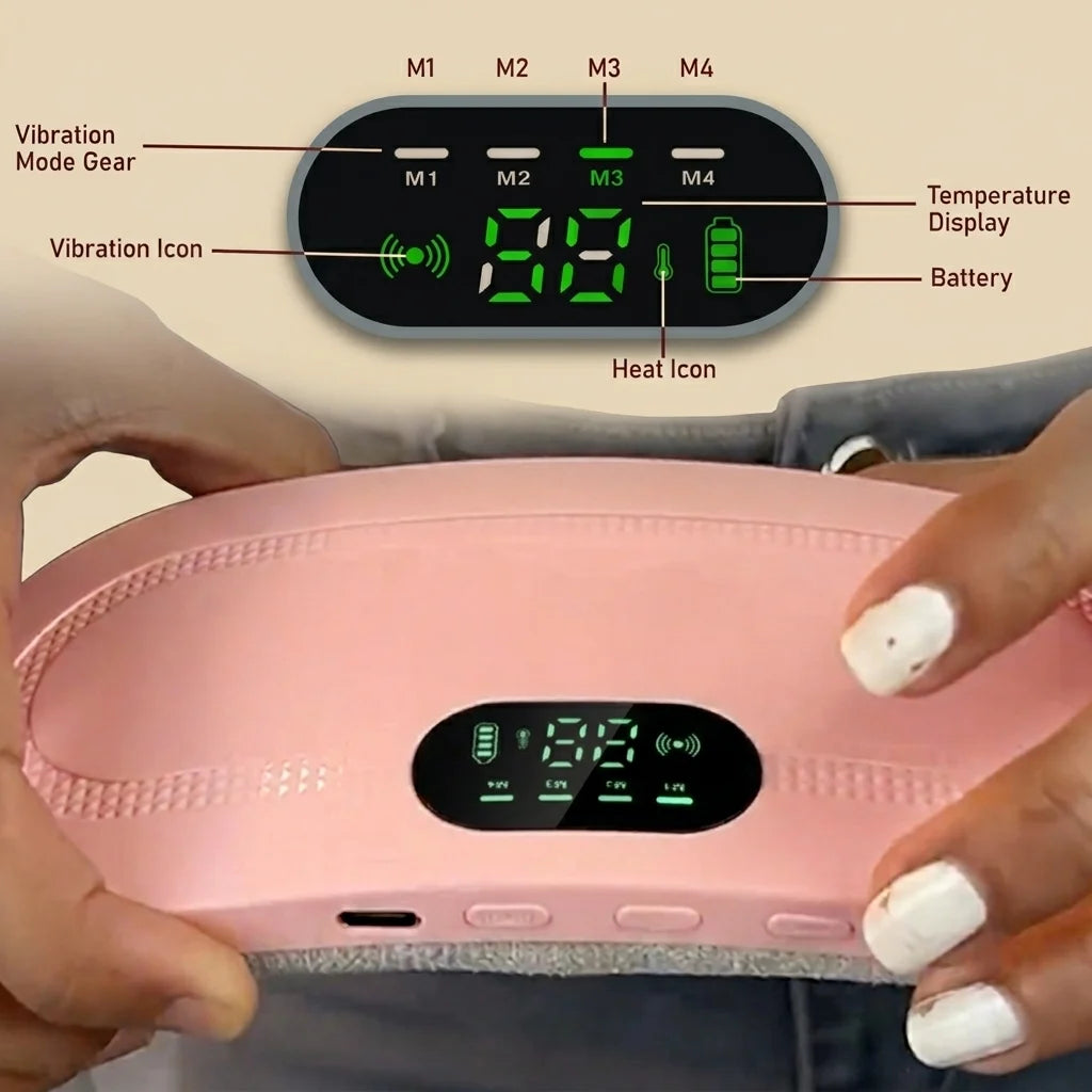 DLU Period Pain Relief Belt – Heat & Vibration Massager for Cramps