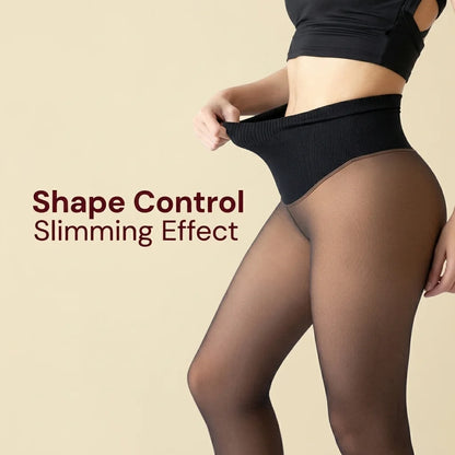 Dress Like Us Fleece Lined Sheer Stockings – High Waist Tummy Control Fit