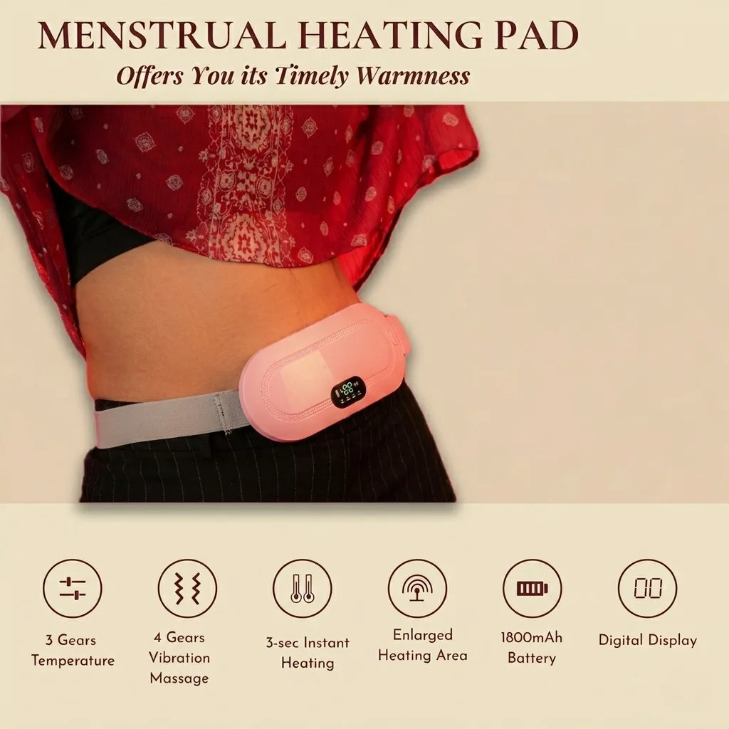 DLU Period Pain Relief Belt – Heat & Vibration Massager for Cramps