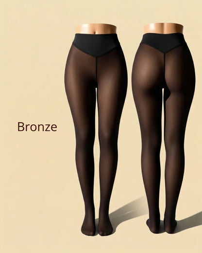 Dress Like Us Fleece Lined Sheer Stockings – High Waist Tummy Control Fit