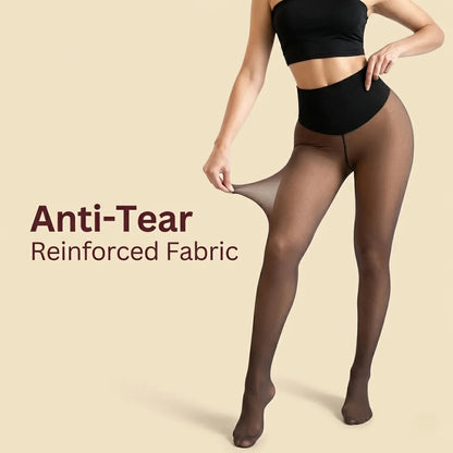 Dress Like Us Fleece Lined Sheer Stockings – High Waist Tummy Control Fit