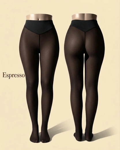 Dress Like Us Fleece Lined Sheer Stockings – High Waist Tummy Control Fit