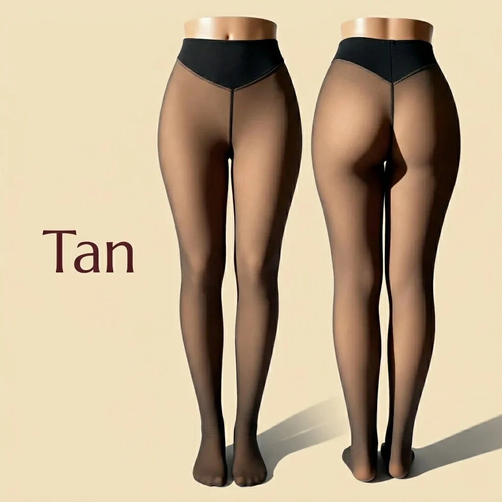 Dress Like Us Fleece Lined Sheer Stockings – High Waist Tummy Control Fit