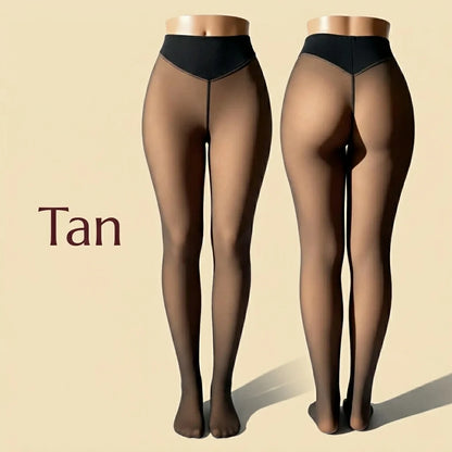 Dress Like Us Fleece Lined Sheer Stockings – High Waist Tummy Control Fit